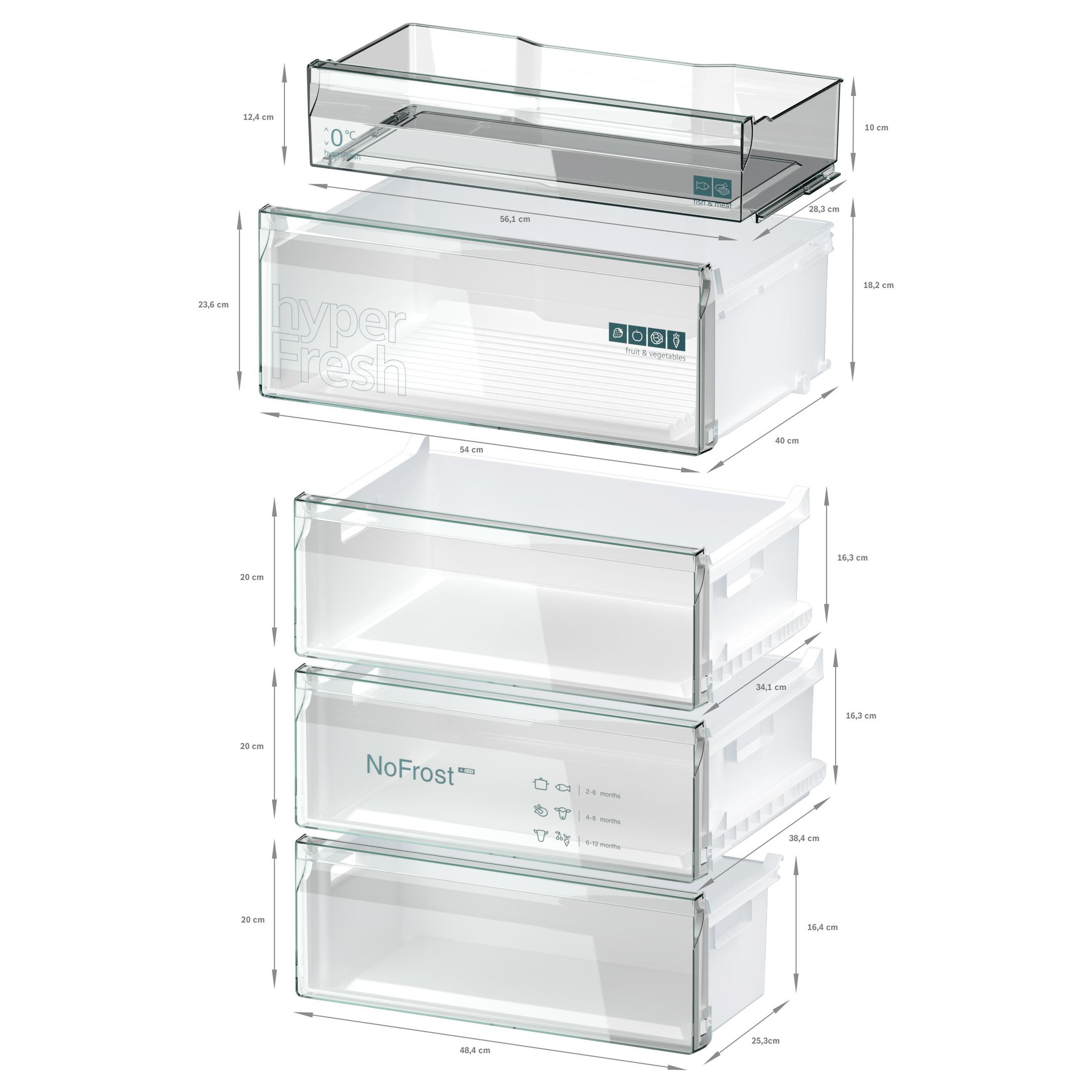 Frigorífico combinado de libre instalación 203 x 70 cm Blanco, Total noFrost Siemens KG49NVWDG iQ300 - Imagen 9